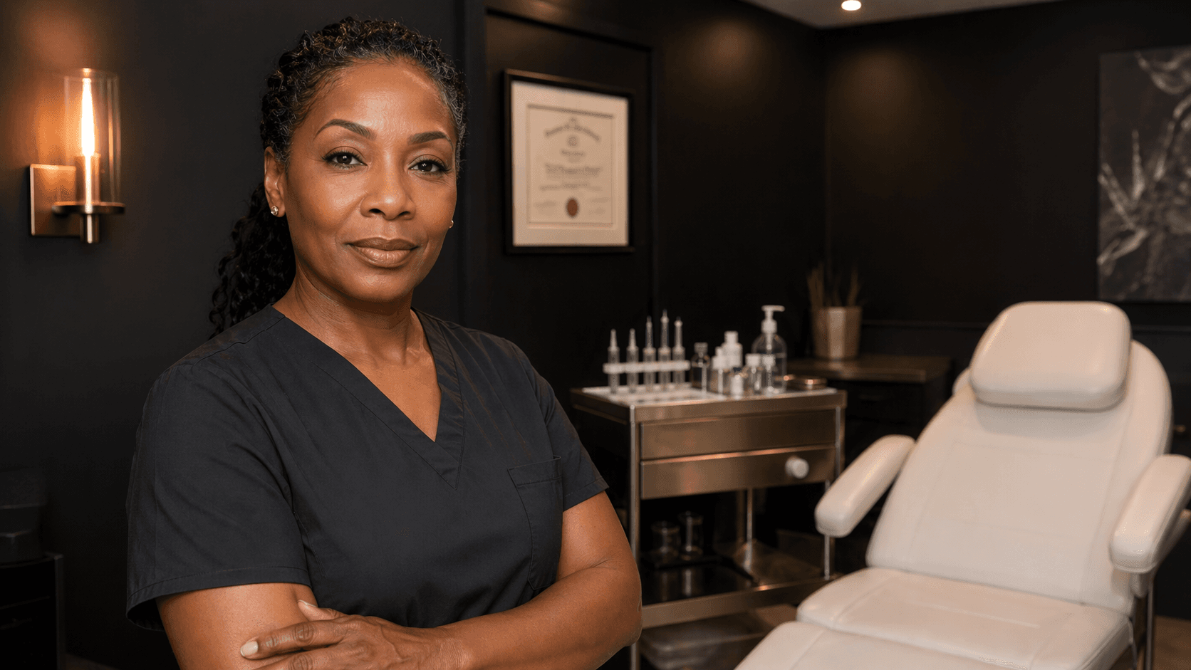 Detroit med spa owner in a modern aesthetic clinic