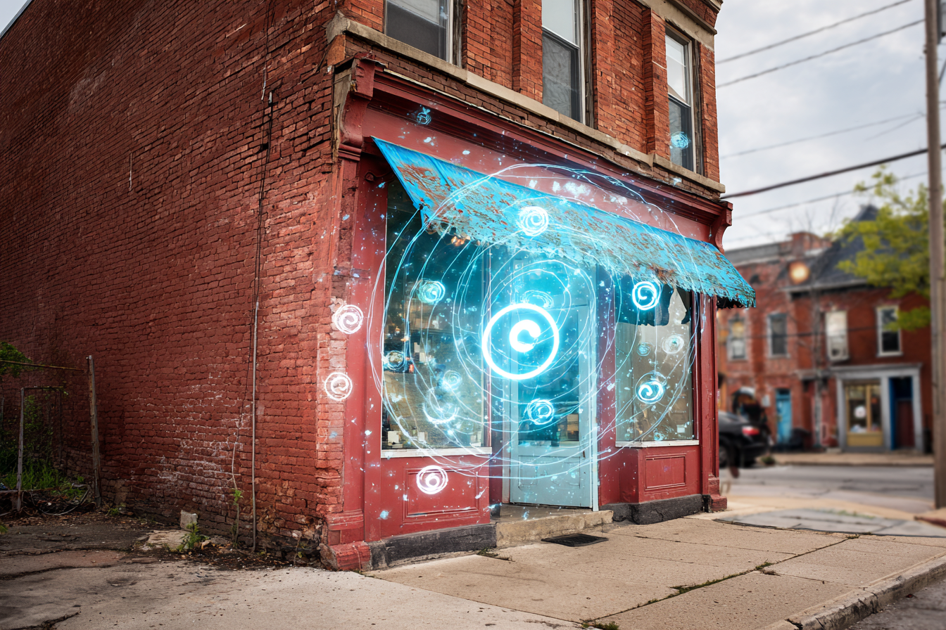 Business owner reviewing website content strategy on laptop