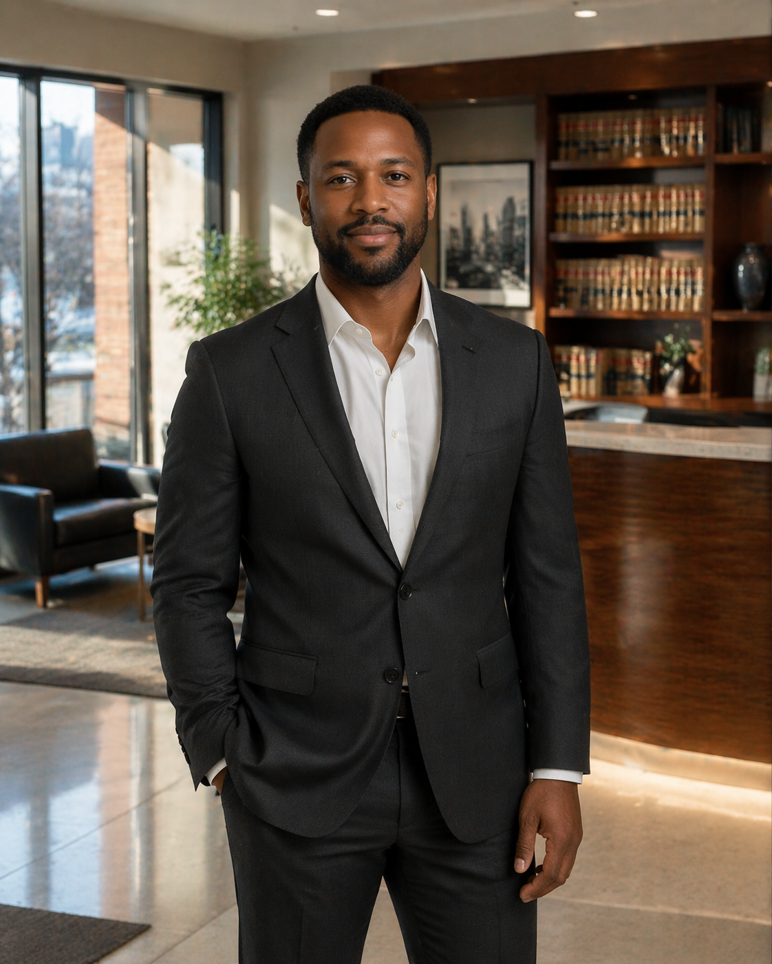 Dearborn man at home desk filling out a Detroit law firm consultation form on his laptop