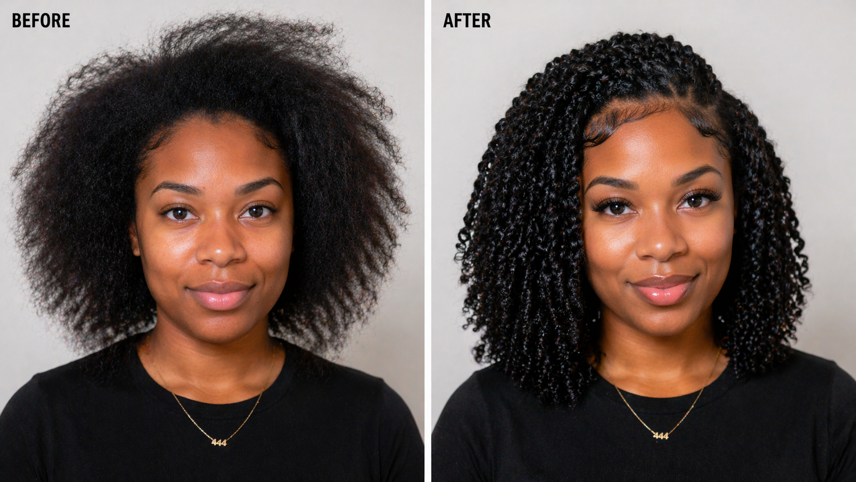 Split-screen comparison: left side shows a cluttered outdated plumber website on a laptop, right side shows a clean modern plumber website with visible phone number and call-to-action button